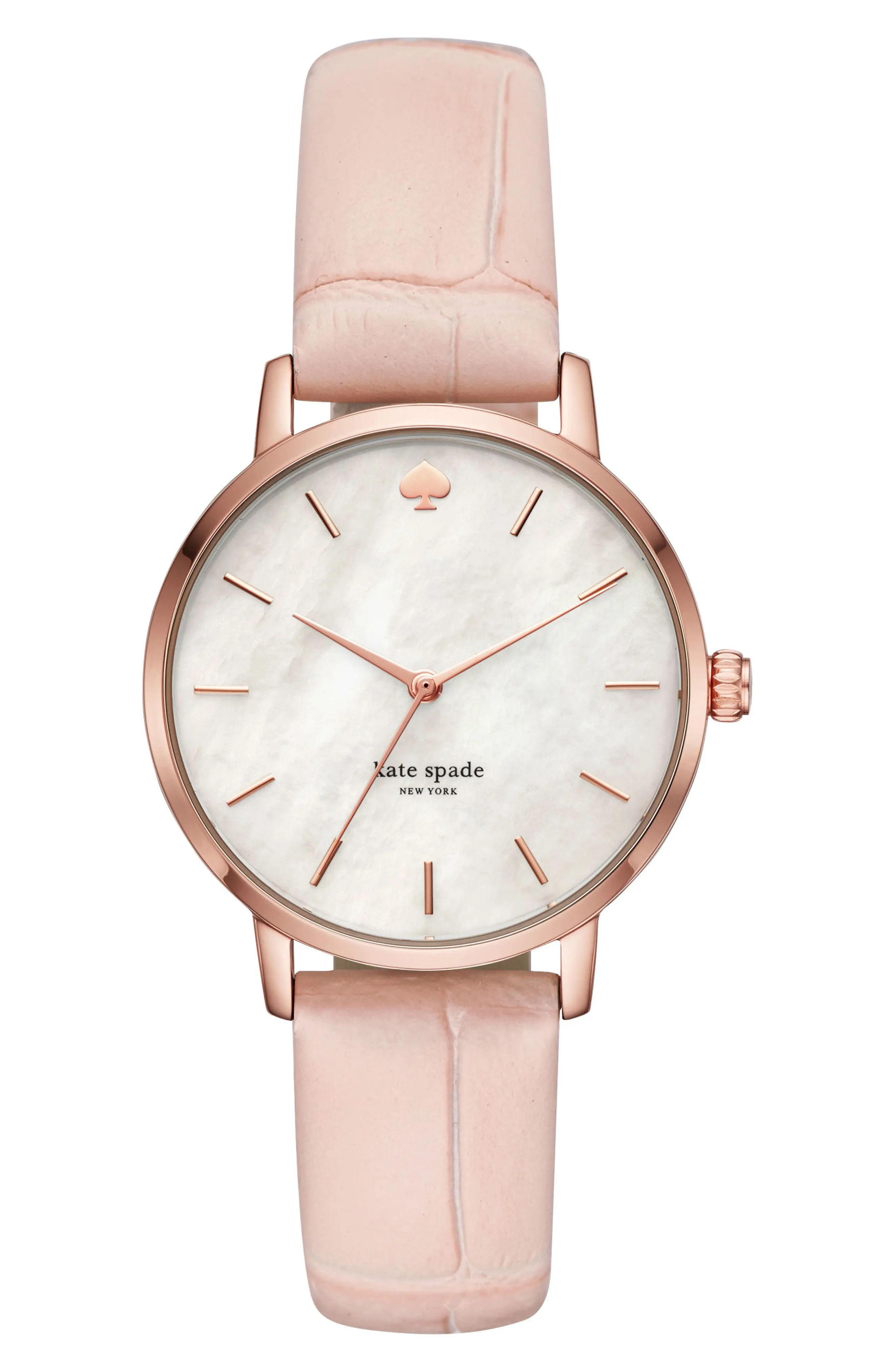 kate space new york metro leather strap watch, 34mm | Nordstrom