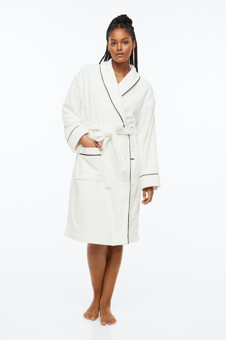 Terry dressing gown - White - Ladies | H&M GB | H&M (UK, MY, IN, SG, PH, TW, HK)