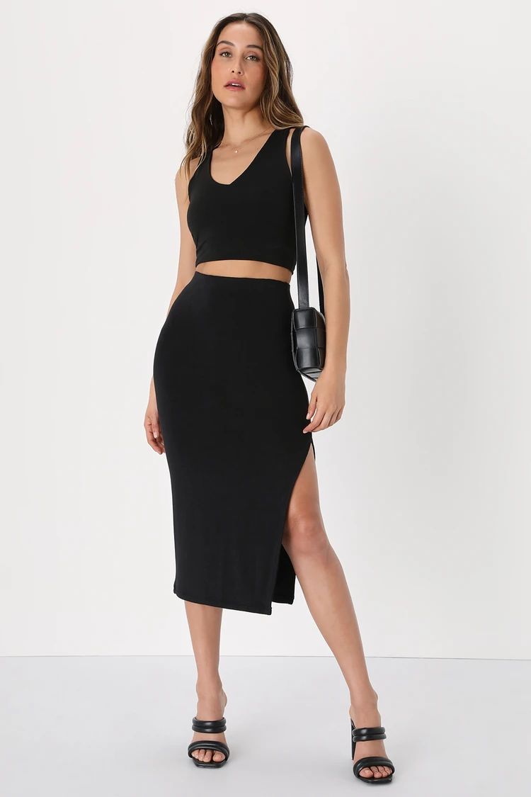 Favorite Style Black High-Waisted Bodycon Midi Skirt | Lulus