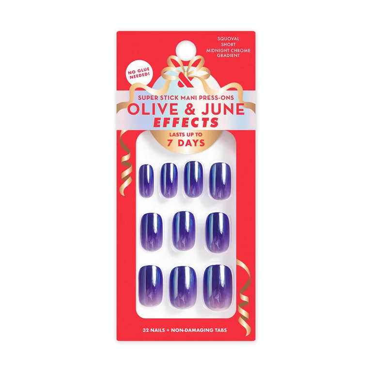 Olive & June Super Stick Effects Midnight Chrome Gradient, Short, Squoval | Walmart (US)