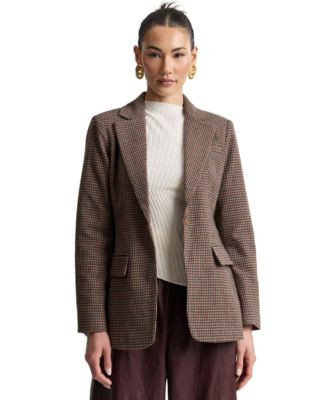 Avec Les Filles Women's Notch Lapel Collar Belted Blazer - Brown Multi | Macy's