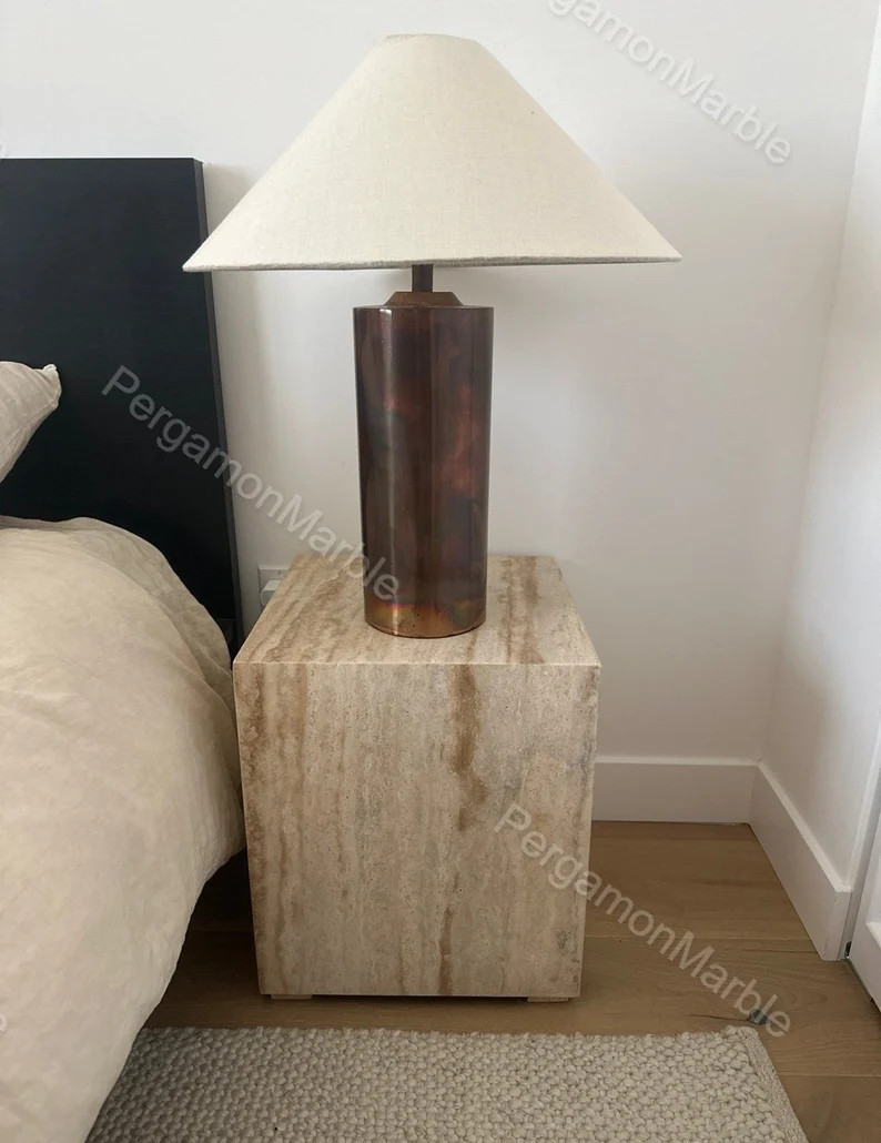 Travertine Cube Table,nightstand Side Table End Table Real Travertine Handmade and Free Shipping ... | Etsy (US)