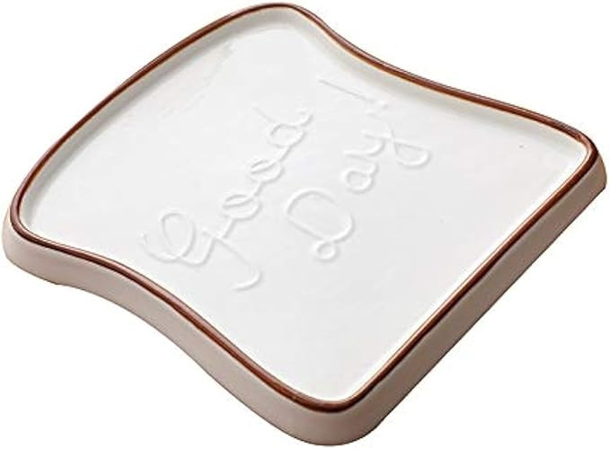 Ceramic Toast Shape Toast Plate Bread Plate Breakfast Plate Dinner Plate Salad Plate Toast Tray S... | Amazon (US)