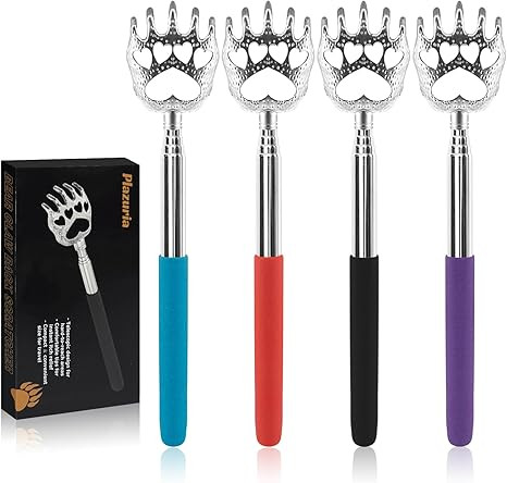 (4-Pack) Extendable Back Scratchers - Metal Claws with Telescopic Rubber Handles - Stocking Stuff... | Amazon (US)