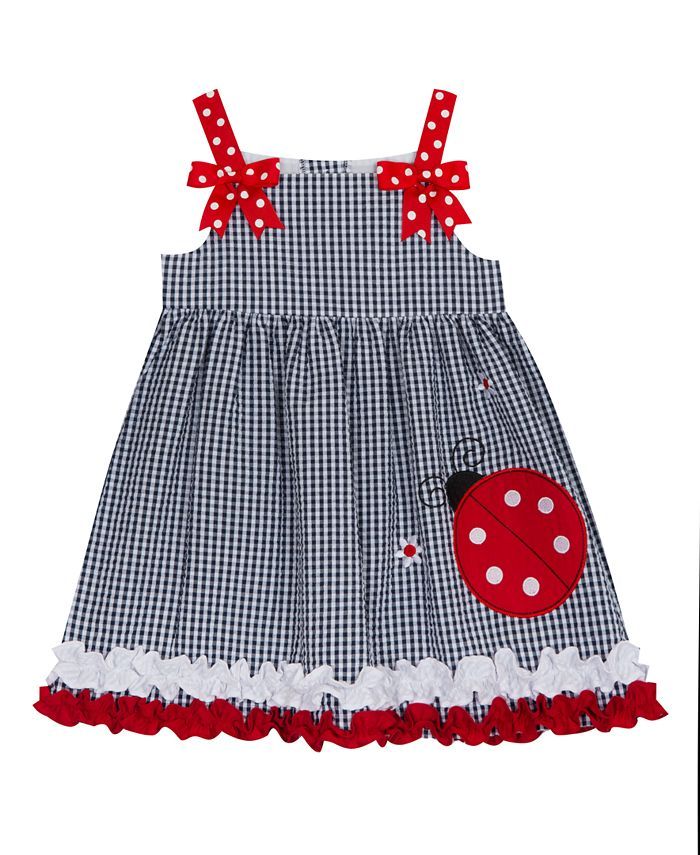 Rare Editions Baby Girls Check Seersucker Dress with Ribbon Straps & Reviews - Dresses - Kids - M... | Macys (US)