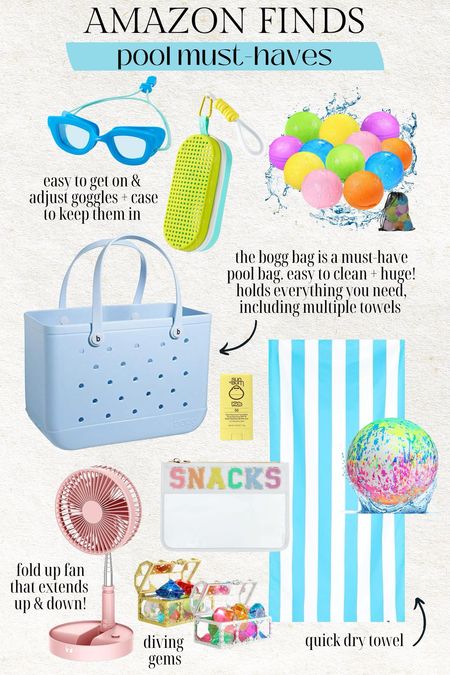 Amazon finds - summer pool and beach must haves for the family ☀️

Amazon, Amazon kids, beach bag, bogg bag, quick dry towel, striped beach towel, reusable water balloons, diving gems, pool toys, kids goggles, goggles case, snack bag, portable fan, kids sunscreen, easy sunscreen, Christine Andrew, Andrew home 

#LTKKids #LTKSwim #LTKFindsUnder50