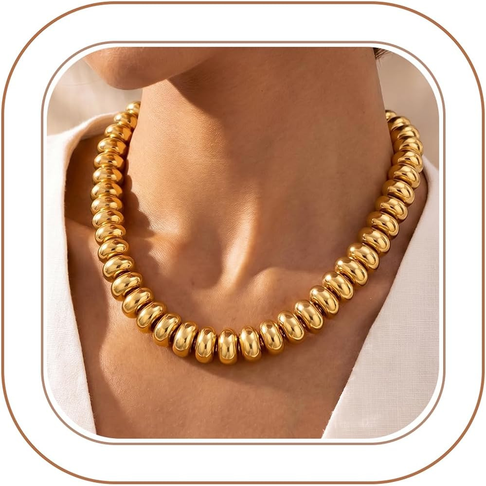 Chunky Gold Necklace - Big Large Round Beaded Necklace | Amazon (US)