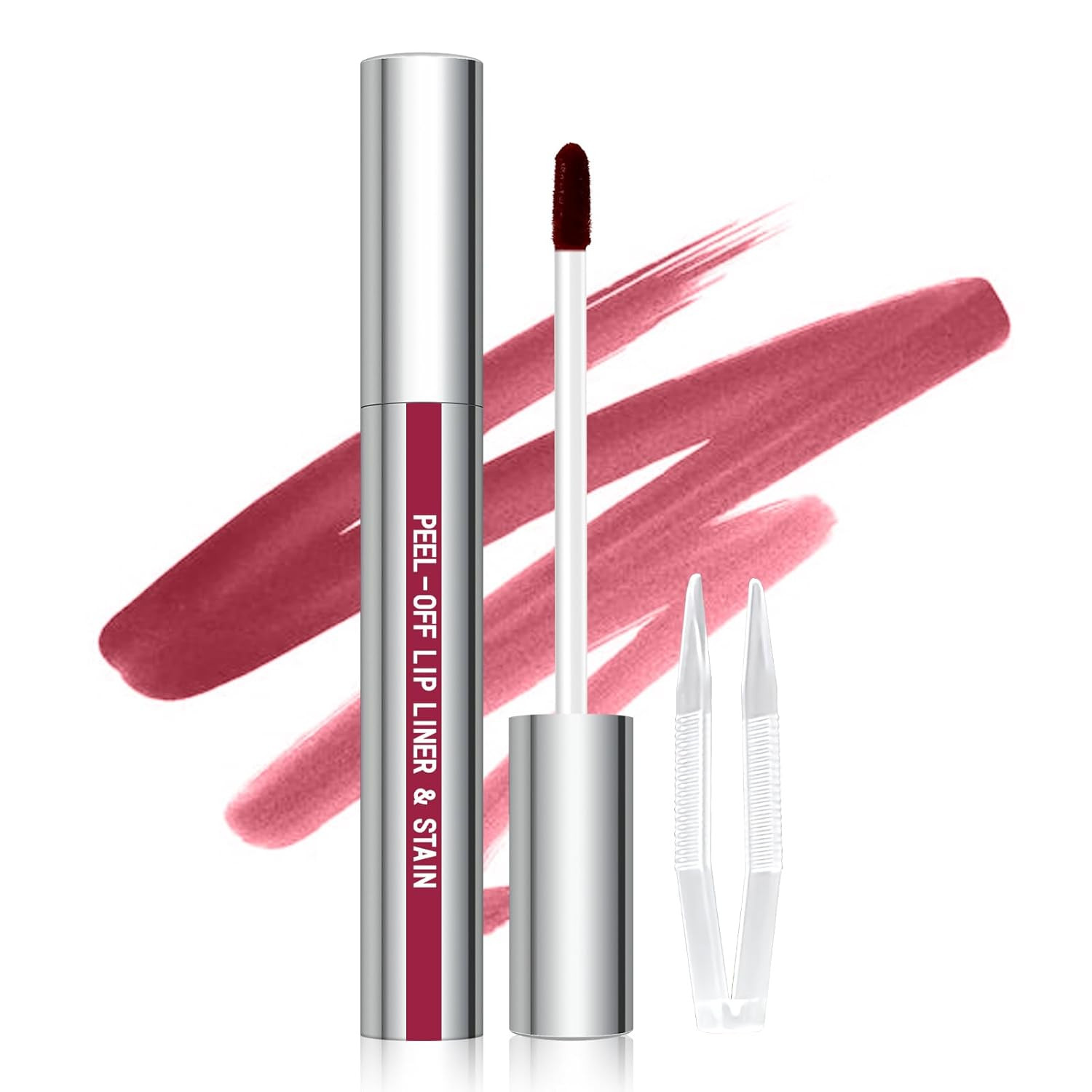 Cilrofelr Peel Off Lip Liner Stain, Long Wear Tattoo Lip Liner with Tweezer, Peel Off Lip Stain with Matte Finish, Long Lasting, Waterproof, Transfer-proof, Highly Pigmented Color (Mauve) | Amazon (US)