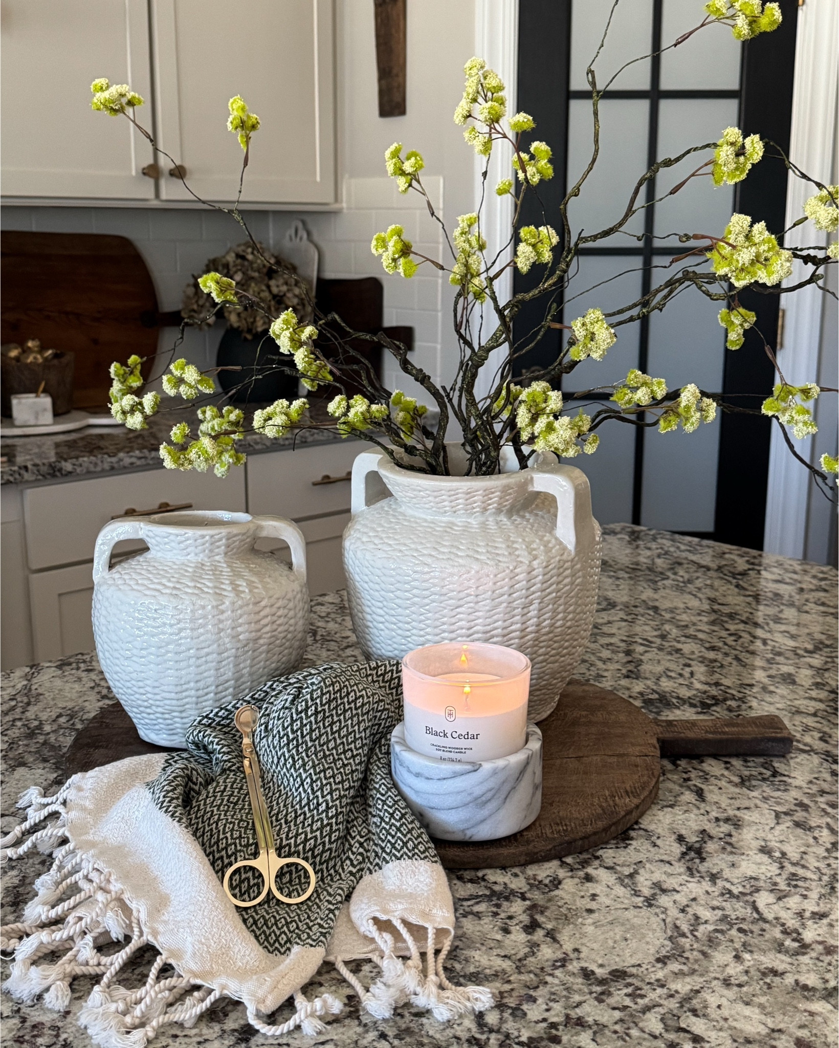 Current Kitchen Views!!

Love the airy organic look of these twisty sprays. They also come in a moss green color. 

Spring stems, woven ceramic cream vase, vintage cutting board, candle, wick trimmer, Turkish towels, White glass pendants, counter stools, throw blanket, runner, wreath, brass salt & pepper mills, vintage cutting board, dusty plum stems


#LTKSeasonal #LTKHome #LTKstorytime