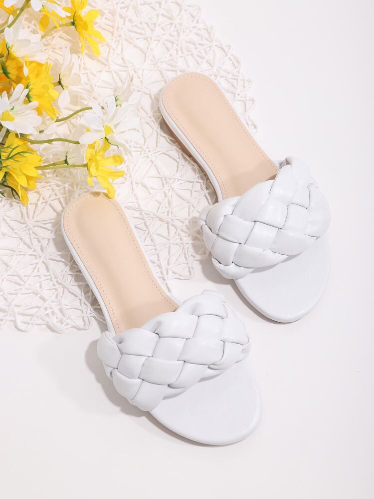 Open Toe Braided Slide Sandals | SHEIN