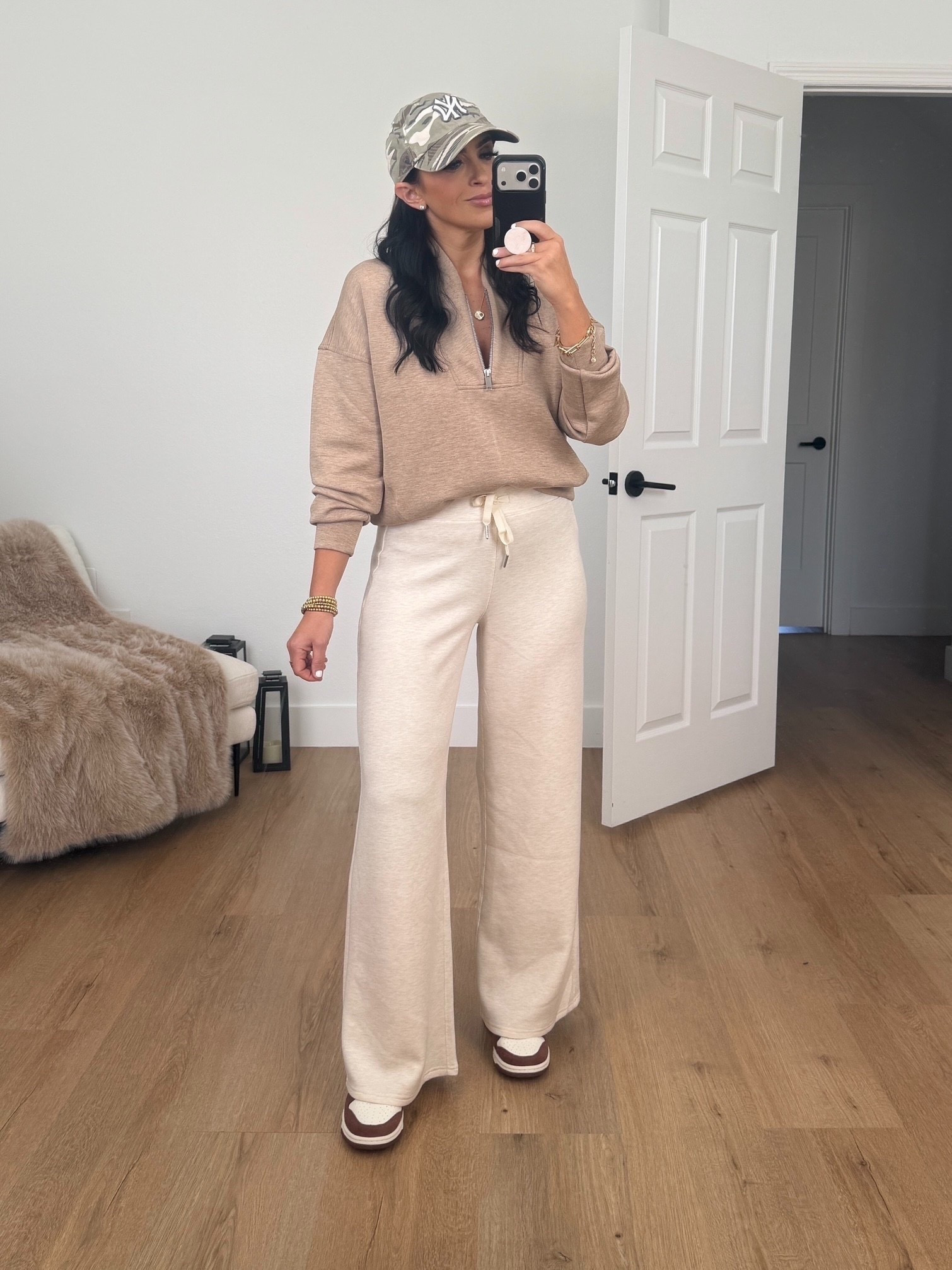 Spanx wide leg pant wearing size small. Spanx SPANX AirEssentials® Shawl Collar Half Zip wearing size small. 