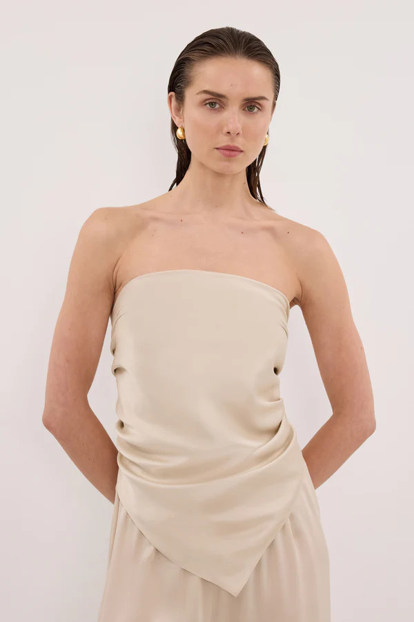 PERCY SANDSTONE SILK SCARF TOP | DISSH