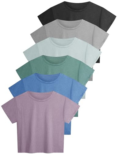 6 Pack Crop Top Tees T-Shirts | Amazon (US)