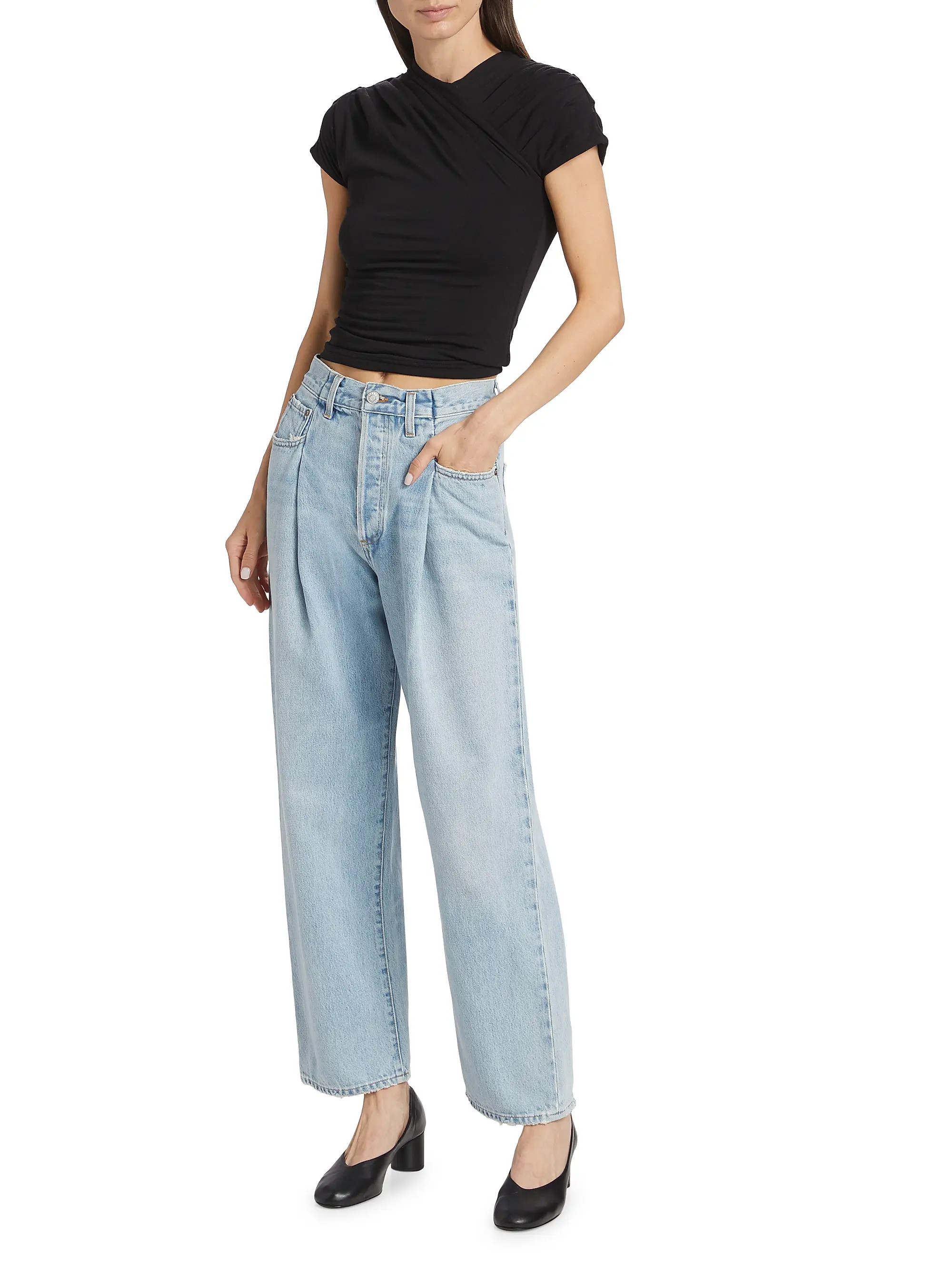 Washed Cotton Denim Straight-Leg Jeans | Saks Fifth Avenue