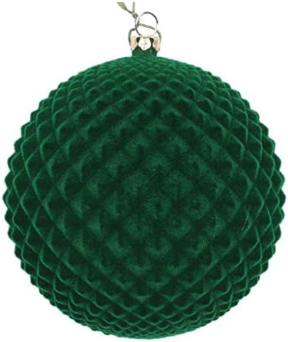 Vickerman 613399-4" Moss Green Flocked Durian Ball Christmas Tree Ornament (3 pack) (MT197064D) | Amazon (US)