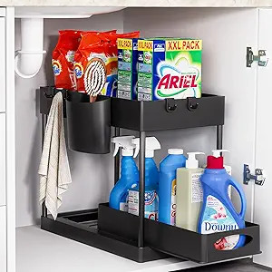 GODDSEVOES Under Sink Organizers and Storage Pull Out Sliding Drawers,2 Tier Under-Sink Organizer... | Amazon (US)