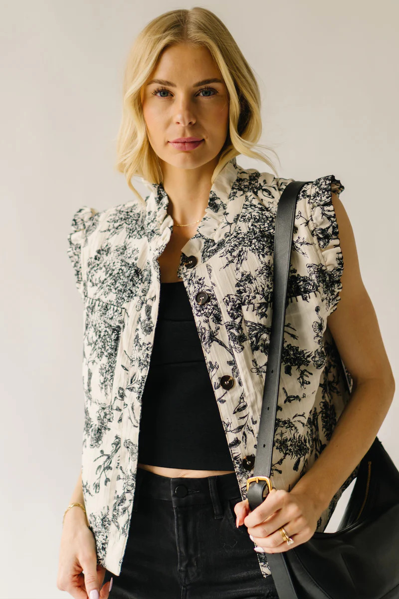 The Altura Floral Button-Up Vest in Ivory Multi | Piper & Scoot