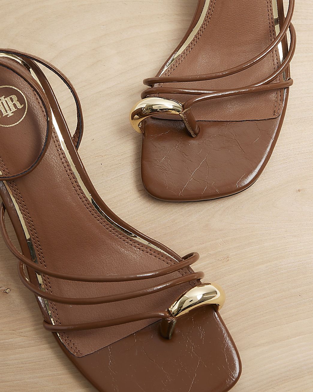 Brown toe clip block heeled sandals | River Island (UK & IE)