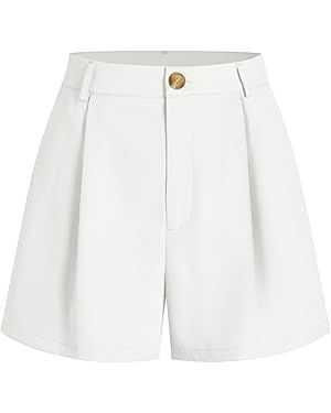 CIDER Pleated Button Straight Leg Shorts | Amazon (US)