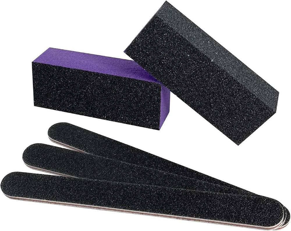 5 Pack Nail File and Buffer Block, Professional Manicure Tools Kits, 100/180 Grit, Black Nail Ped... | Amazon (US)