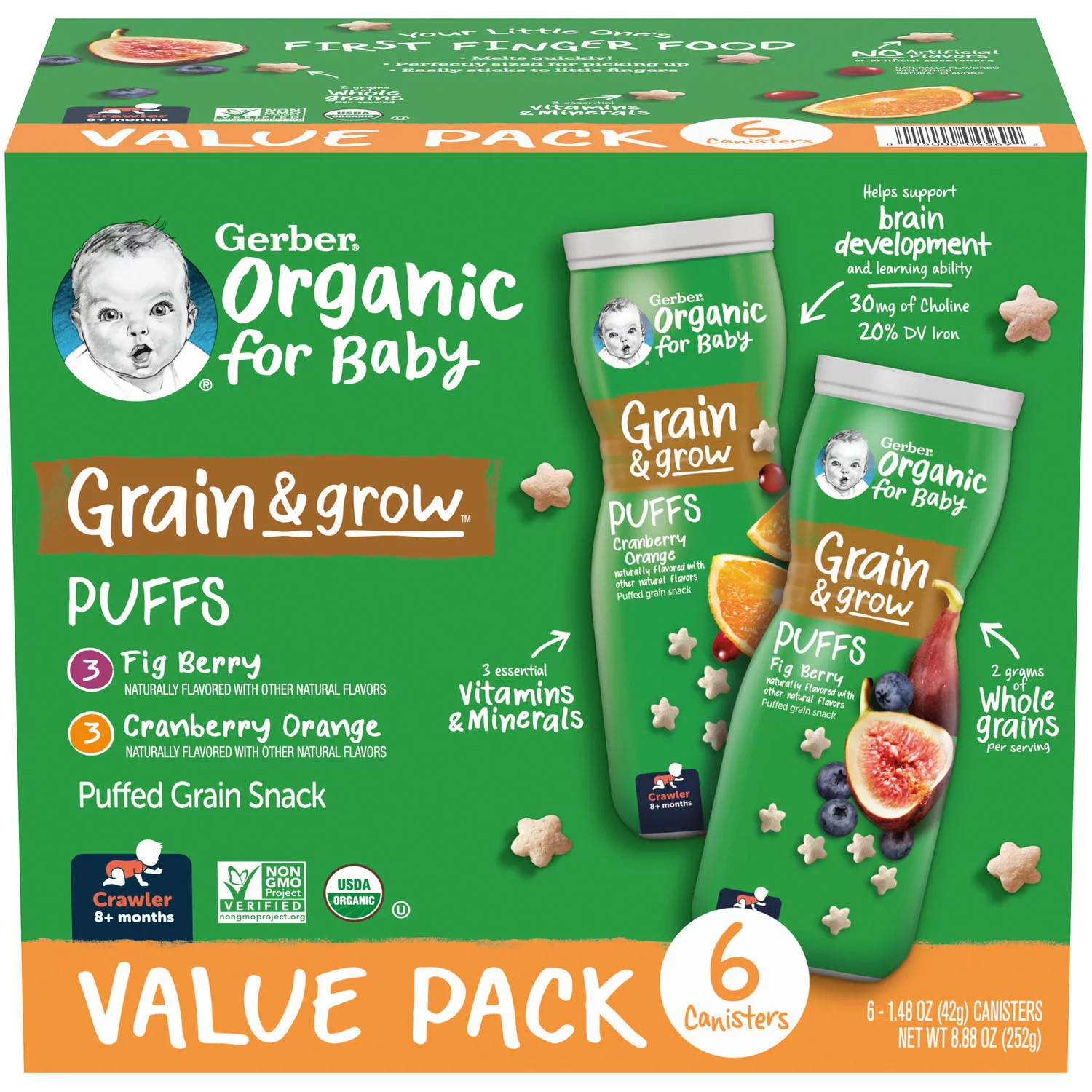 Gerber Organic Puffs, Variety Pack (1.48 oz., 6 pk.) | Sam's Club