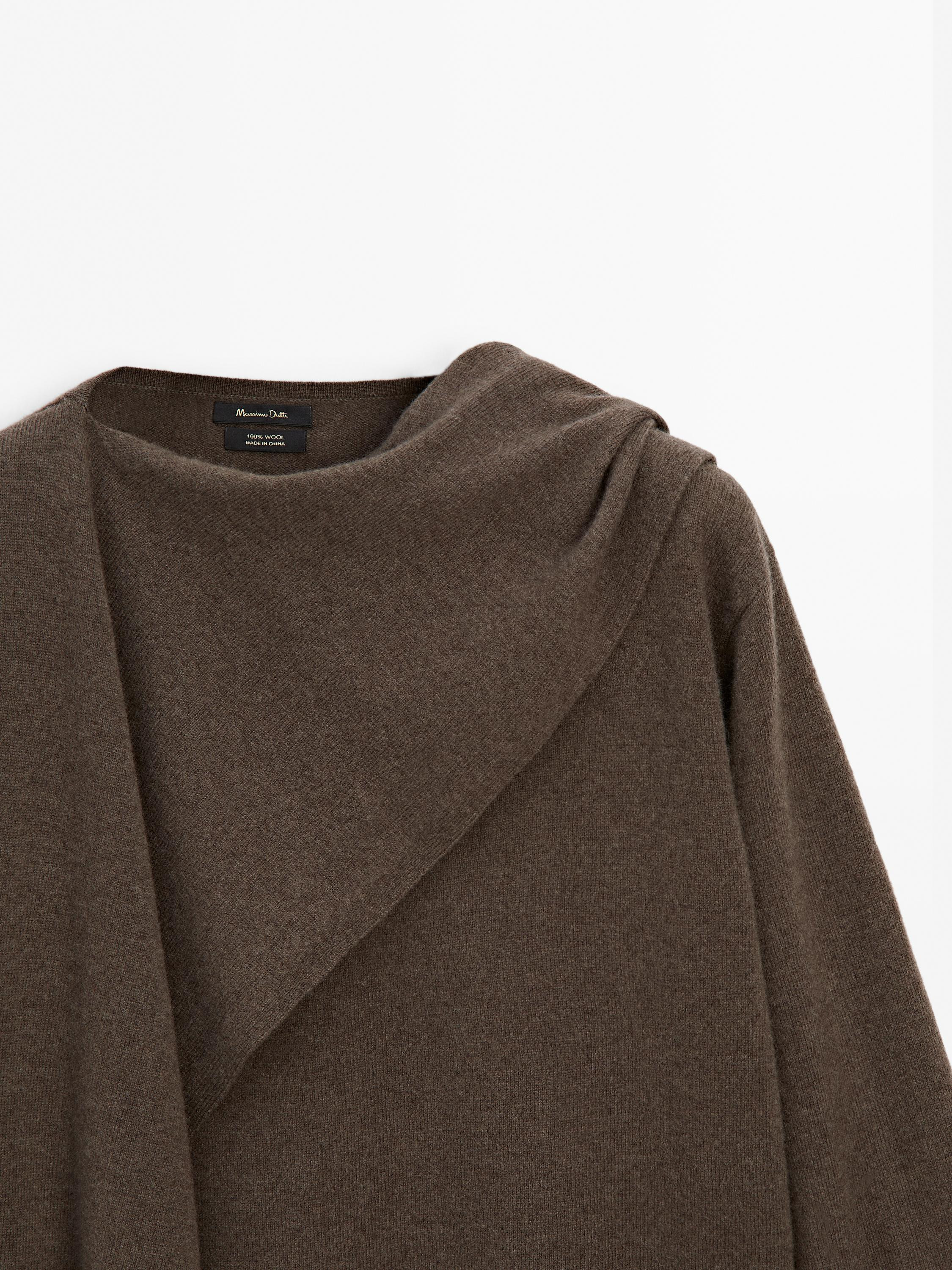 100% wool sweater with scarf | Massimo Dutti UK