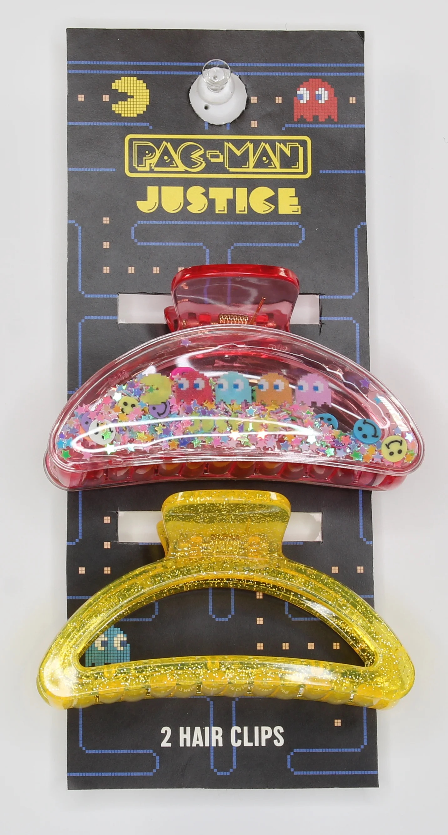 Justice x Pacman Girl's Glitter Shaker Claw Clips, 2-Piece, Multi | Walmart (US)
