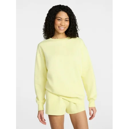 No Boundaries Soft Fleece Oversized Sweatshirt with Long Sleeves, Women’s XXS-XXL | Walmart (US)