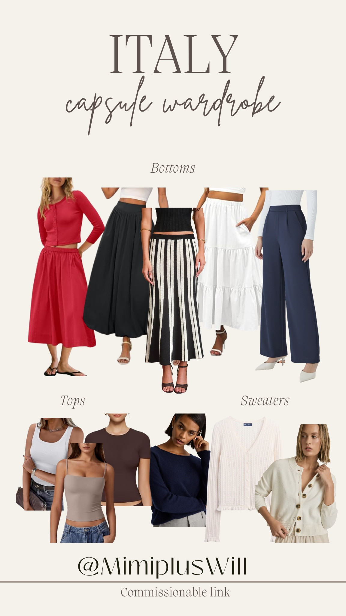 Skirts, pants, tops and sweaters perfect for Italy vacation capsule wardrobe!



#LTKTravel #LTKPetite #LTKStyleTip