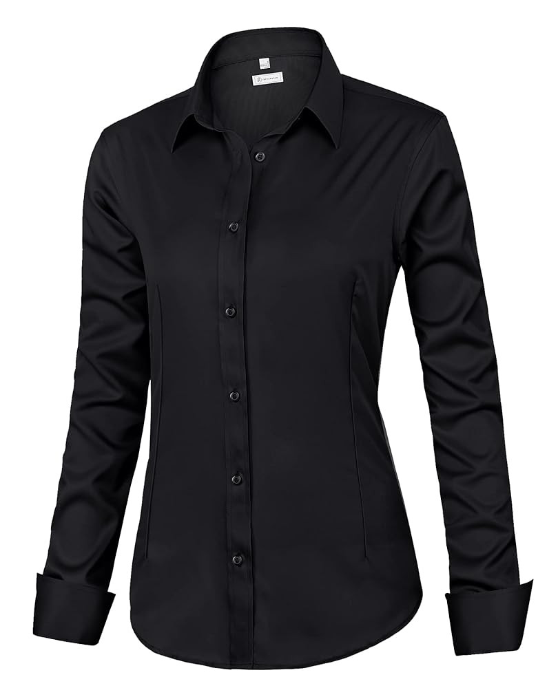 siliteelon Womens Classic-Fit Dress Shirts Long Sleeve Button Down Wrinkle-Free Stretch Solid Cas... | Amazon (US)