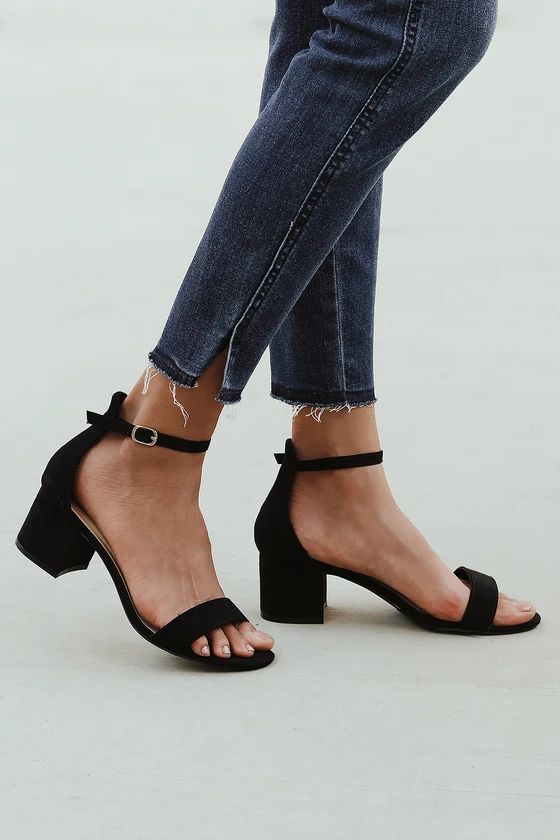 Harper Black Suede Ankle Strap Heels | Lulus (US)