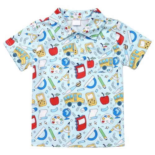 IMEKIS Back to School Outfits for Boys: 1st Grade Back to School Dress Shirt Top Kindergarten Clothes Kids First Day of School Outfit 100th Day of School Toddler Picture Day Light Blue 3-4T | Amazon (US)