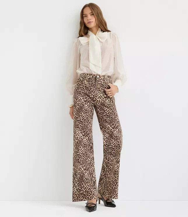 High Rise Wide Leg Jeans in Leopard Print | Loft | LOFT
