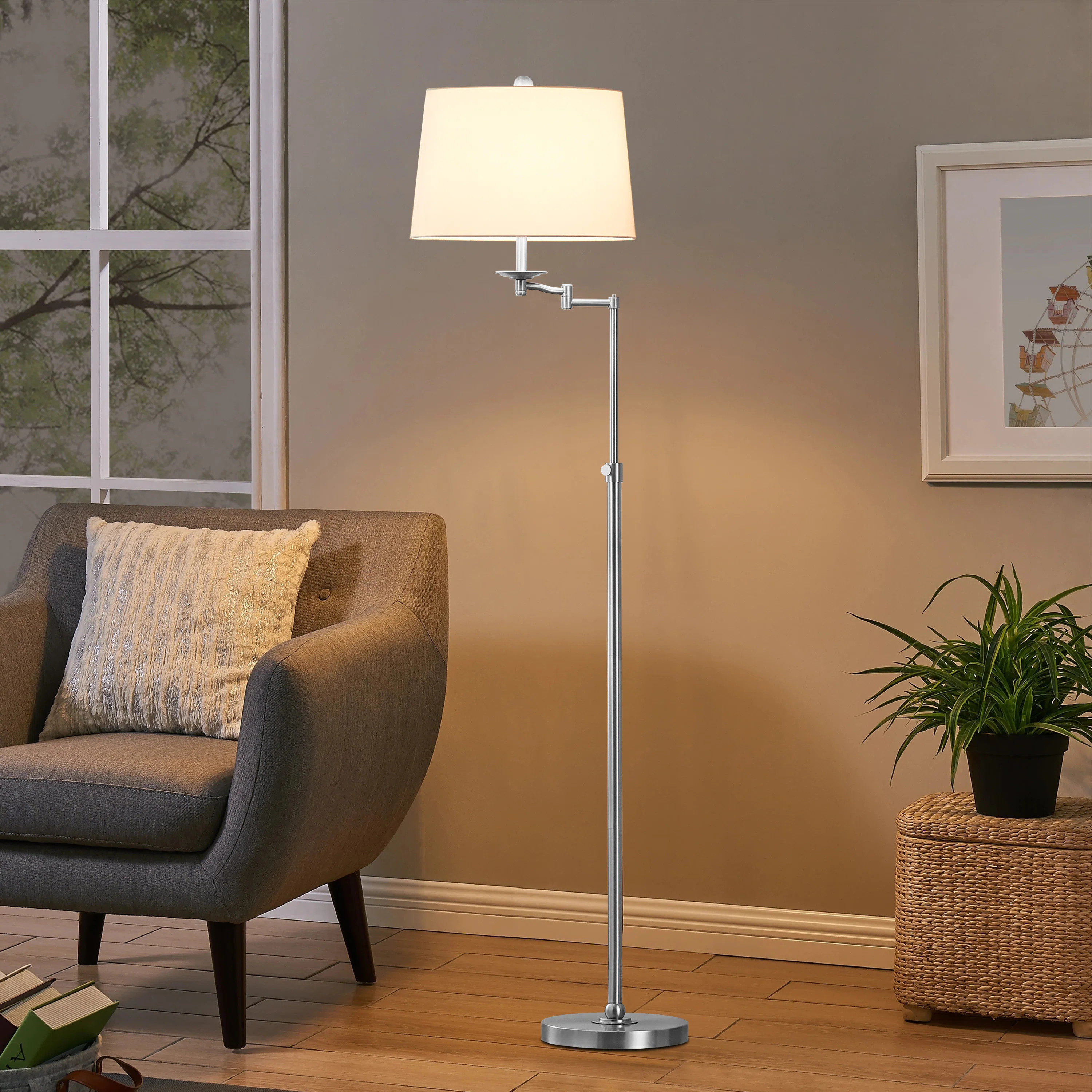 Aleinah 64.5'' Adjustable Height Swing Arm Floor Lamp | Wayfair North America