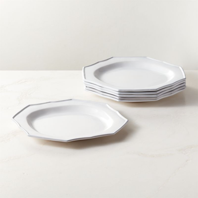 Cremieux White Ceramic Octagonal Dinner Plate Set of 6 by goop + Reviews | CB2 | CB2