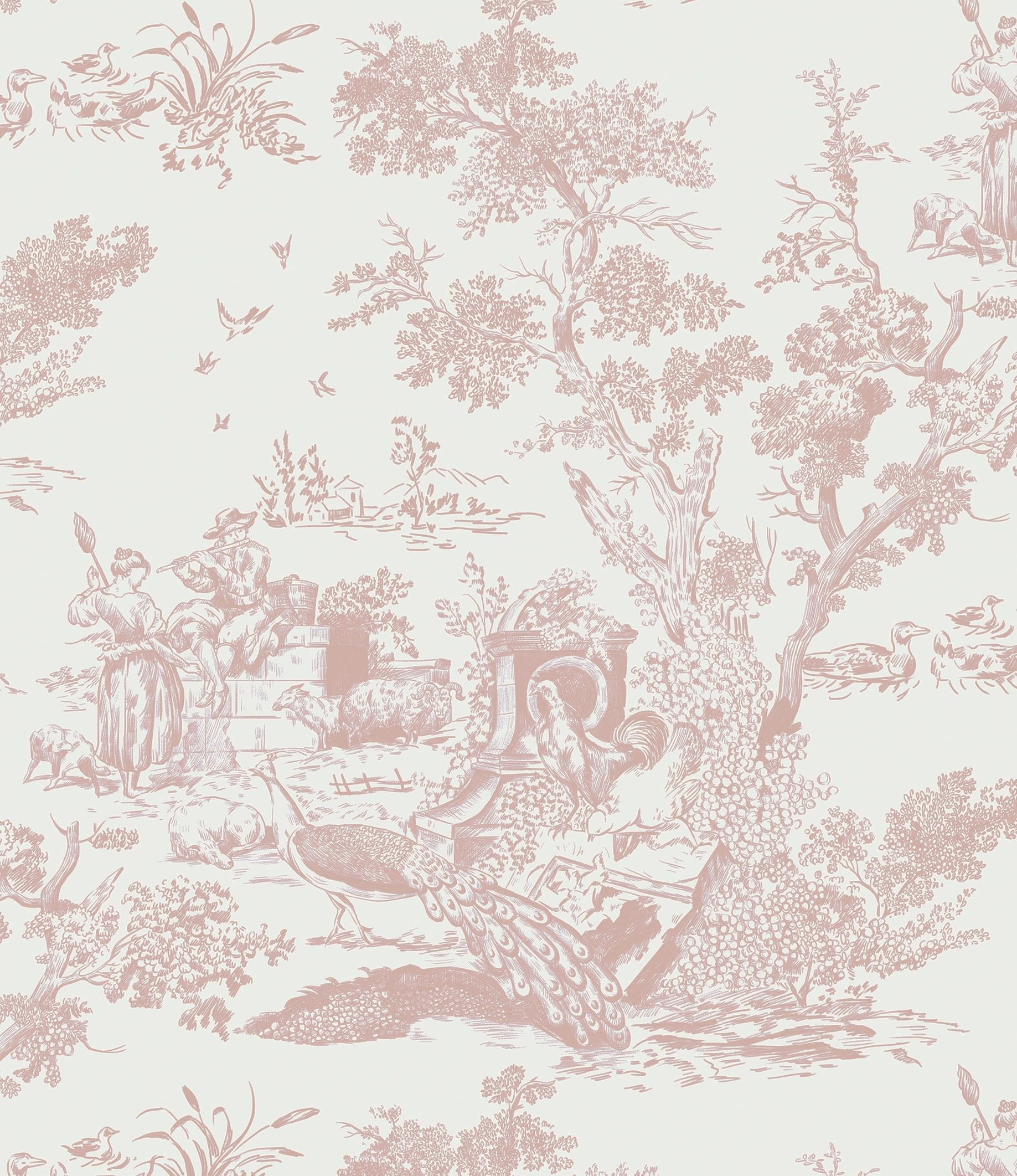 CiCiwind Peel and Stick Wallpaper Vintage Wallpaper White and Pink Wallpaper Removable Self-Adhes... | Amazon (US)