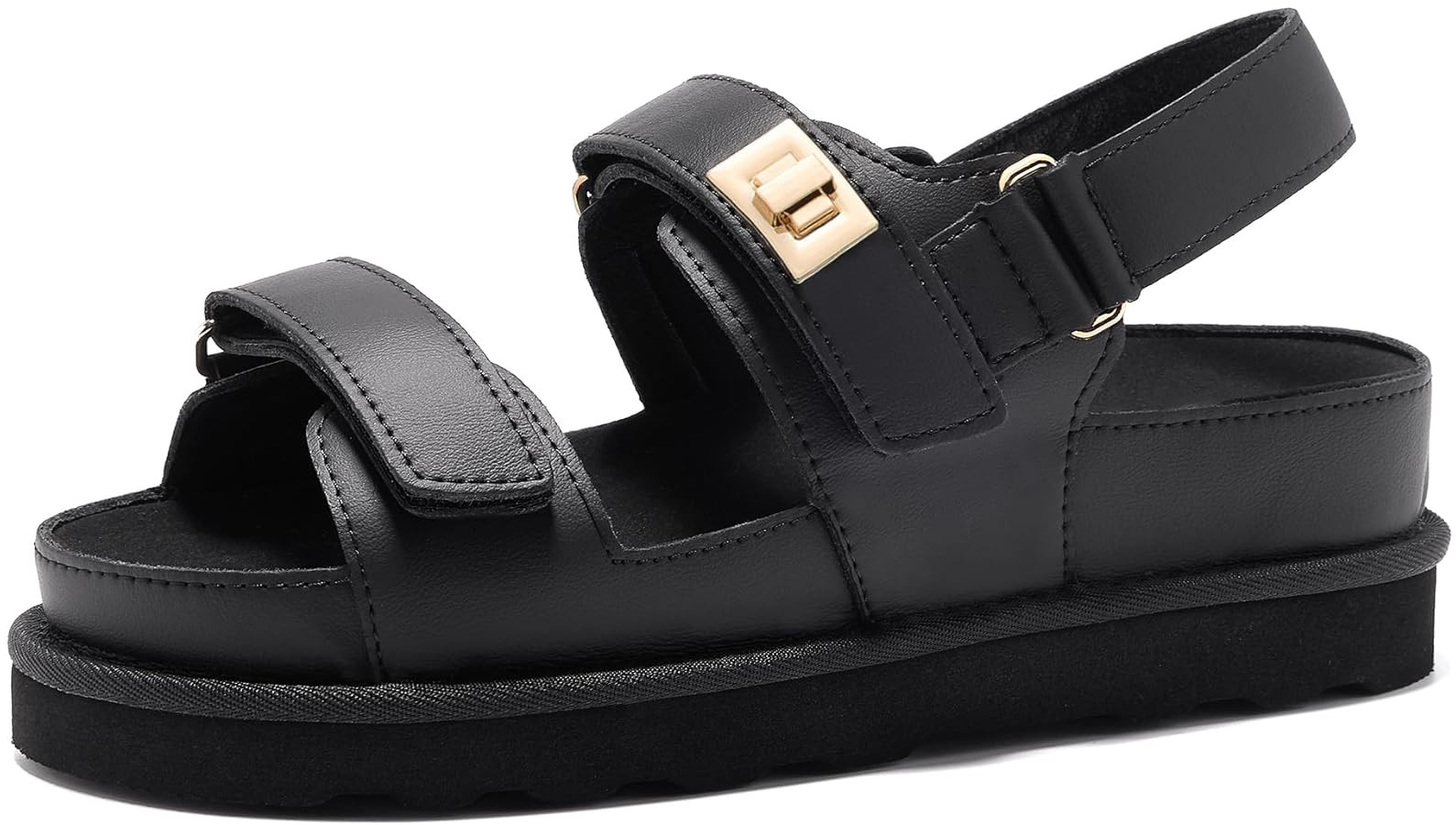 Women's Thick Platform Slide Sandals anti-slip Sole Open Toe Strap Summer Flats Shoes | Amazon (US)