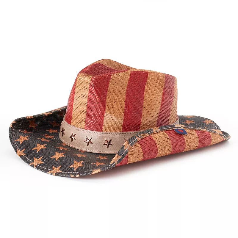 Women's Peter Grimm Justice Distressed American Flag Cowboy Hat, Blue | Kohl's