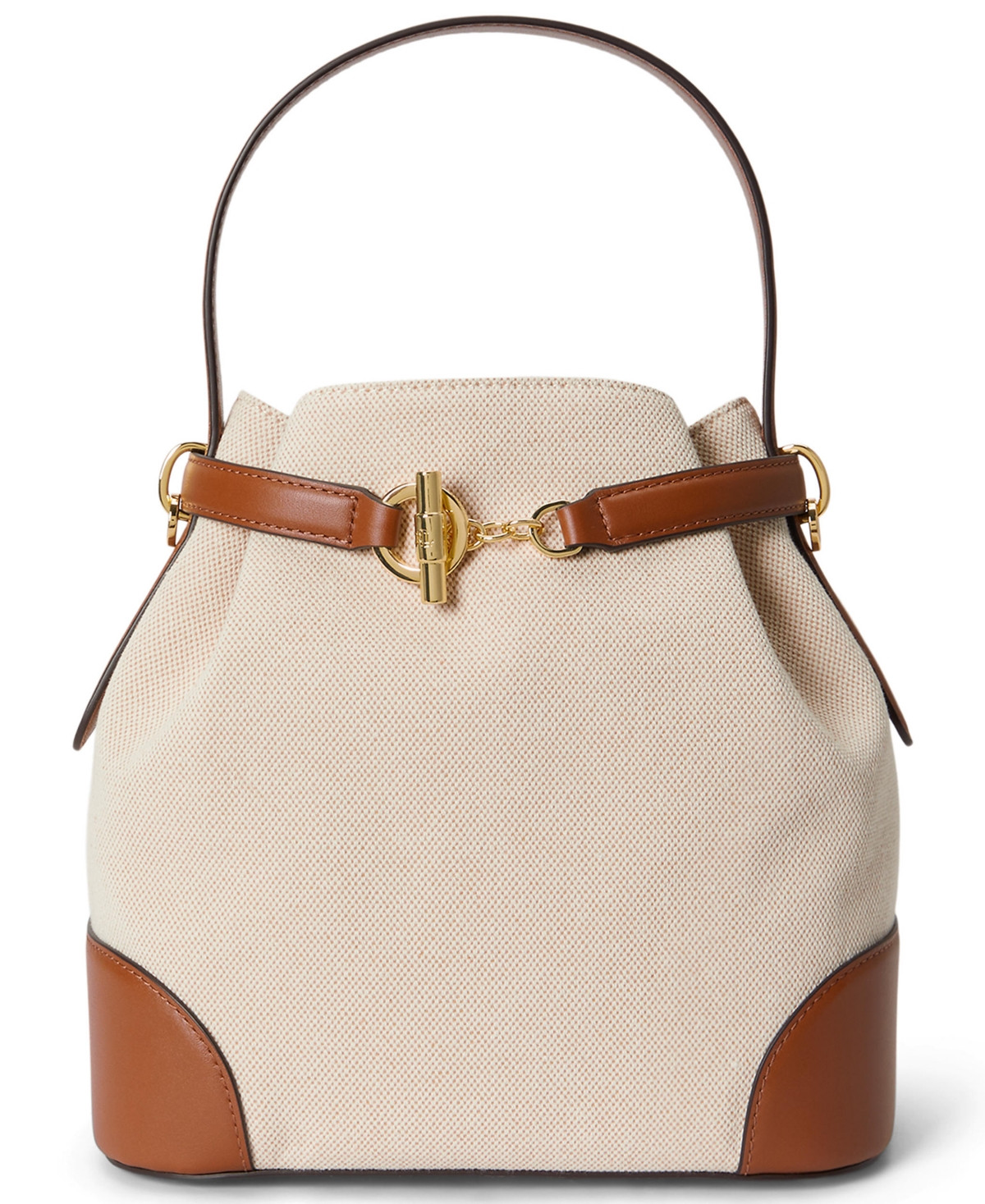 Lauren Ralph Lauren Canvas Medium Blaike Bucket Bag - Natural/Buff Canvas/Lauren Tan | Macy's