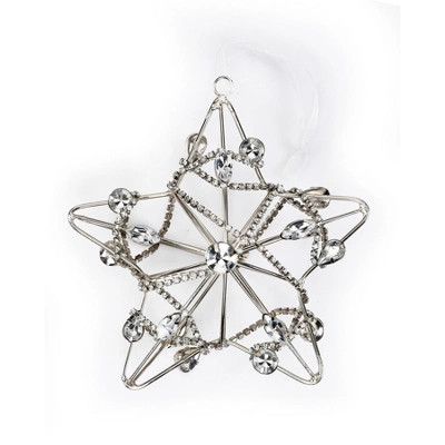 HomeRoots Set of Four Gold And Silver Handmade Faux Crystal And Metal Hanging Star Ornaments | Target