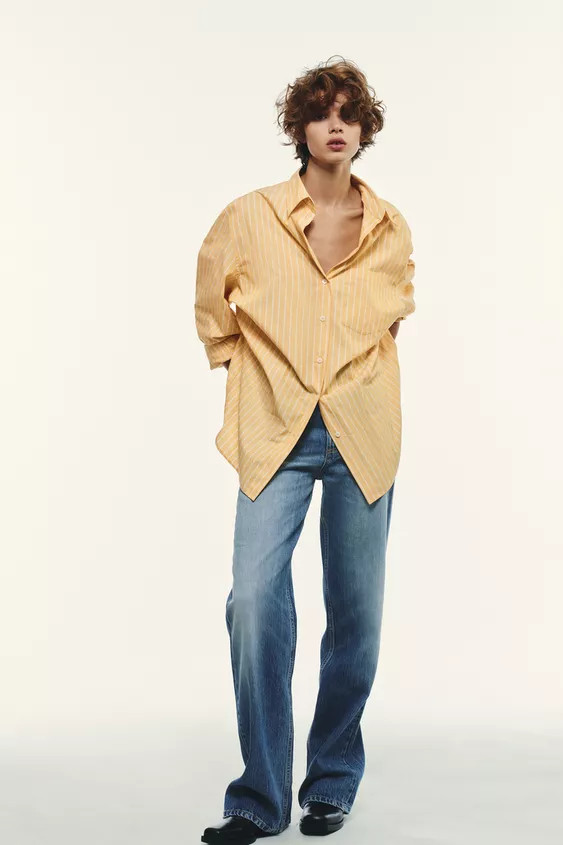 STRIPED OVERSIZED POPLIN SHIRT | Zara US