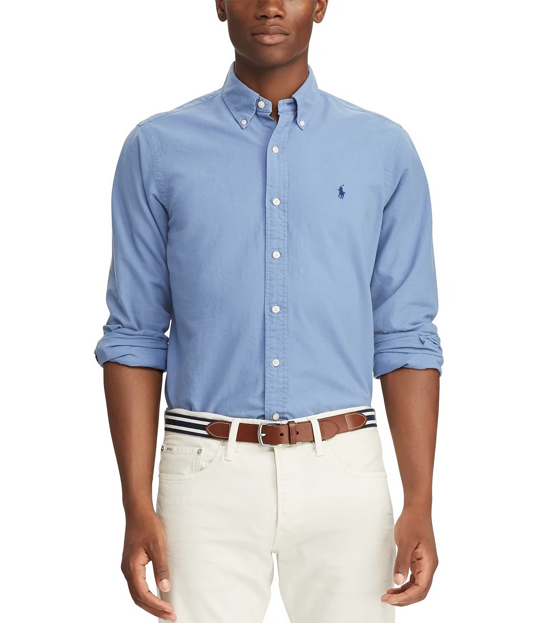 Big & Tall Solid Garment-Dye Oxford Long-Sleeve Woven Shirt | Dillard's