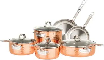 Copper Clad 3-Ply Hammered 10-Piece Cookware Set | Nordstrom