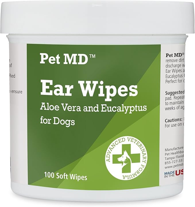 Pet MD - Dog Ear Cleaner Wipes - Otic Cleanser for Dogs to Stop Ear Itching, Yeast and Infections... | Amazon (US)