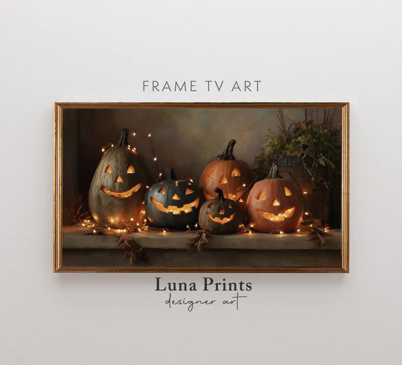 Halloween Frame TV Art, Modern Pumpkin Art for Frame Tv, DIGITAL DOWNLOAD,  Moody Halloween Art f... | Etsy (Global)