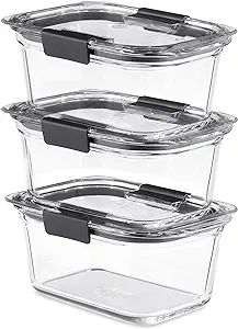 Rubbermaid Brilliance Glass Storage 4.7-Cup Food Containers with Lids, Clear (Pack of 3) | Amazon (US)