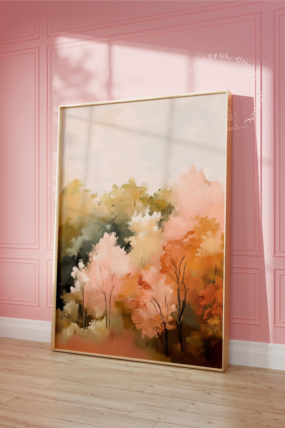 Fall Trees Printable Wall Art, Soft Pastel Autumn Print, Country Cottage Decor, Colourful Fall Pr... | Etsy (US)