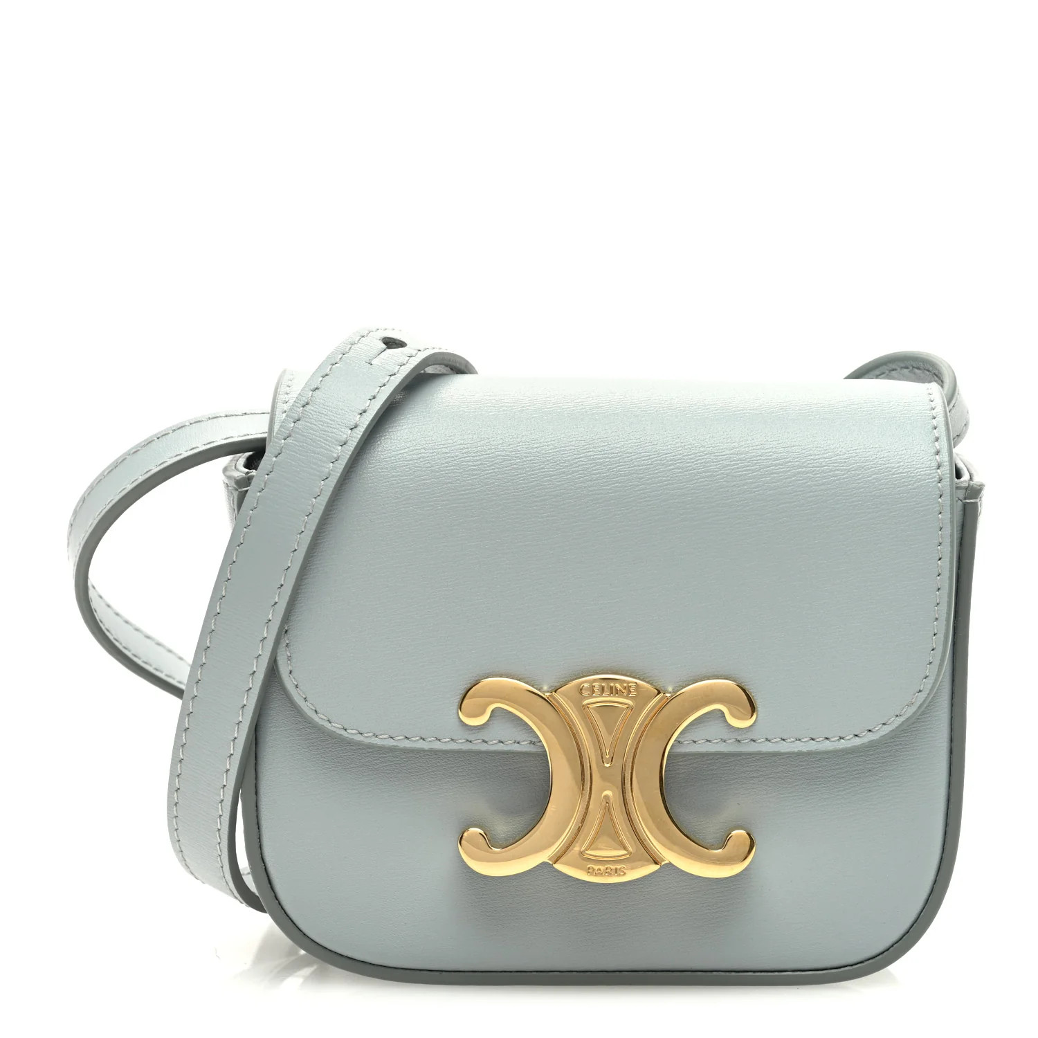 Shiny Calfskin Mini Triomphe Soft Blue | FASHIONPHILE (US)