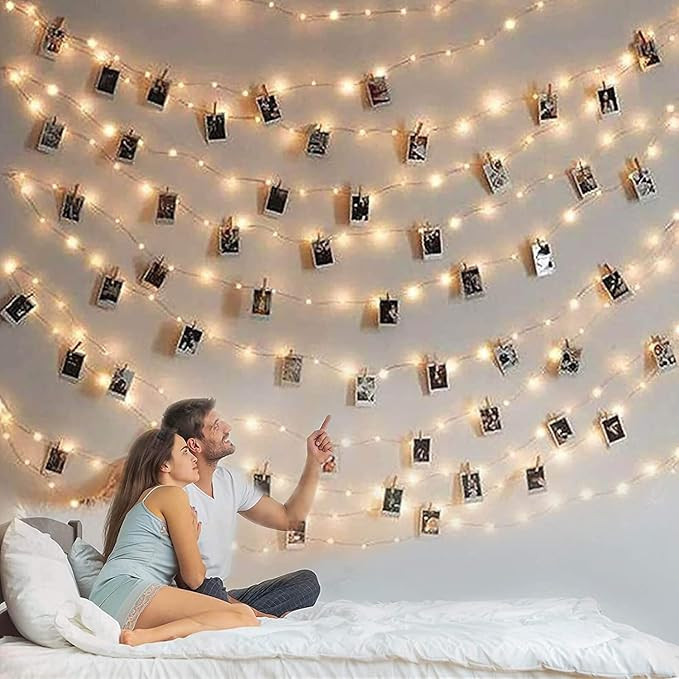 Photo Clip String Light - 33Ft 100LED Fairy Lights with Clips for Pictures With Timer, Photo Ligh... | Amazon (US)