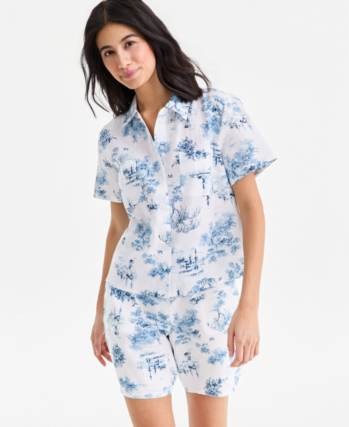 Charter Club Women's 100% Linen Camp Shirt, Macy's Exclusive - Macy's | Macy's